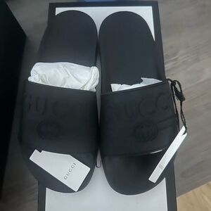 Gucci Black Embossed Slides
